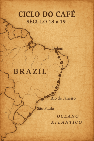 A história café chegou ao Brasil começa com a chegadas dos primeiros grãos ao porto de Belém do Parå