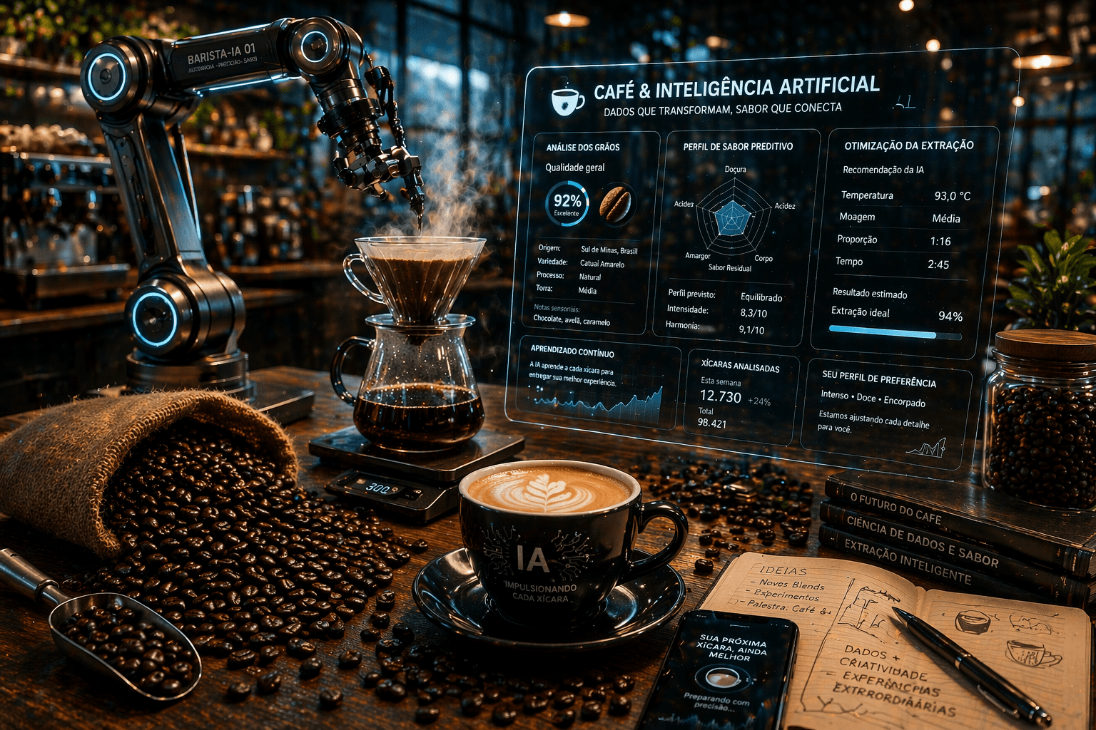 O Café e a Inteligência Artificial, vamos desvendar como a Inteligência Artificial (IA) está reescrevendo o roteiro da cafeicultura, garantindo que a xícara perfeita