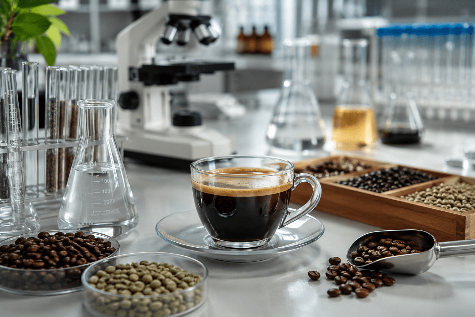Composição científica do café analisada em laboratório