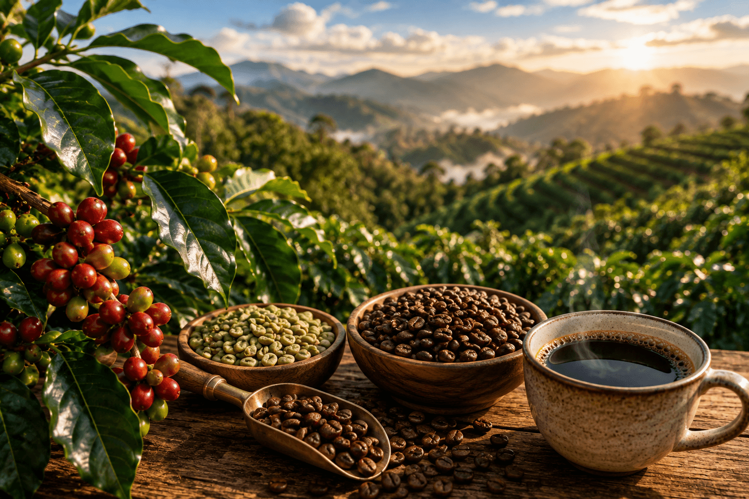 Origem do café do cultivo aos grãos torrados e à xícara