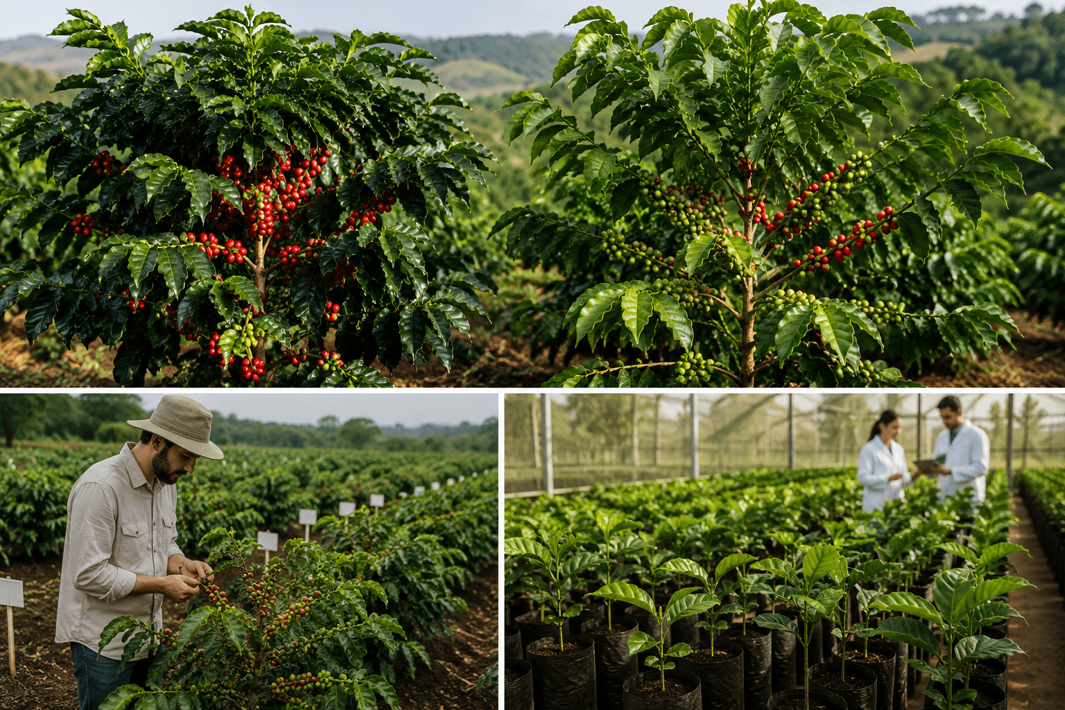 Espécies e variedades de café Arábica e Canephora