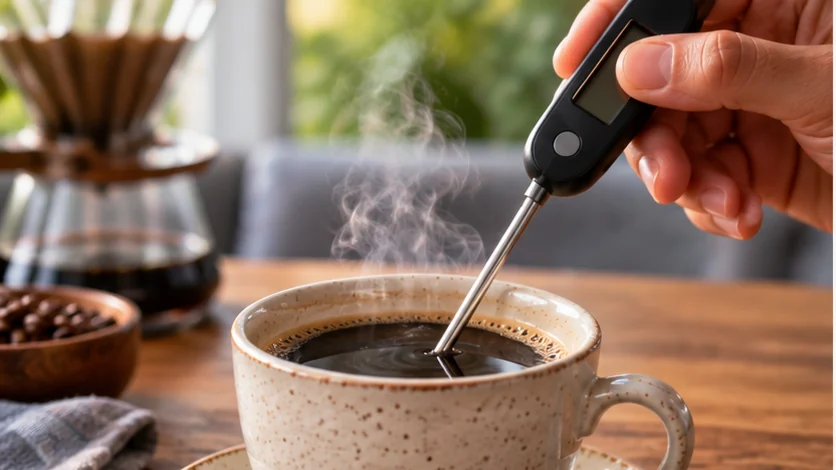 Bebidas muito quentes fazem mal? Temperatura medida com termômetro culinário