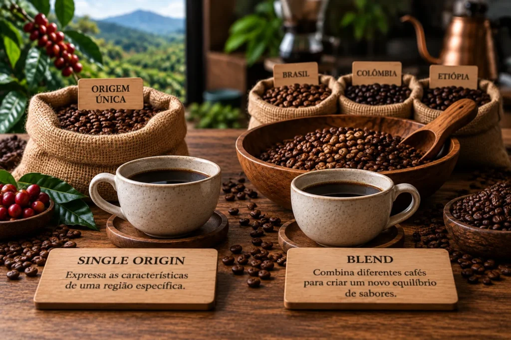 Comparação entre blend de café e café Single Origin de origem única