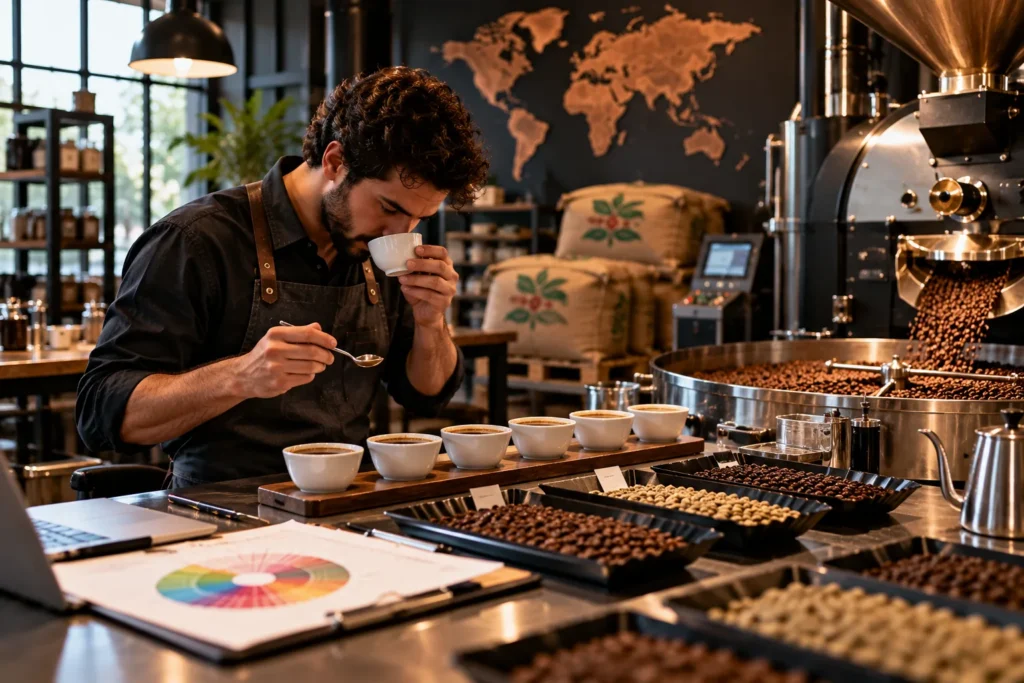 Torrefação moderna avaliando blends contemporâneos de cafés especiais