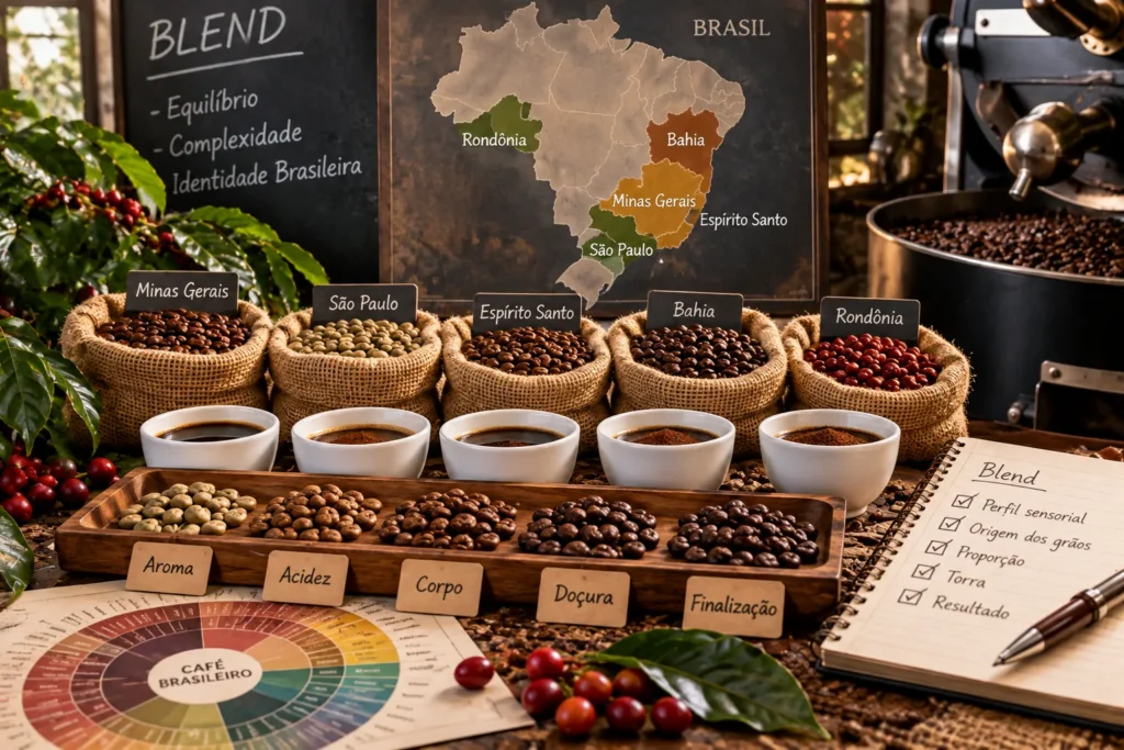 Construção de blends de café no Brasil com diferentes origens e perfis sensoriais