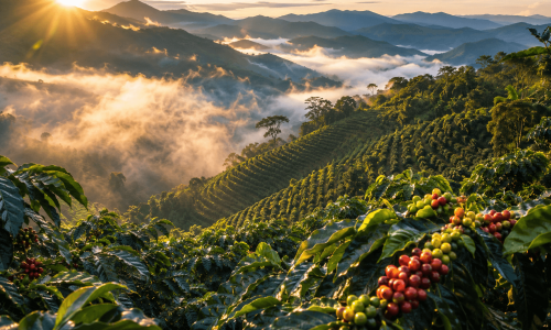 Lavoura de café em região montanhosa de Minas Gerais